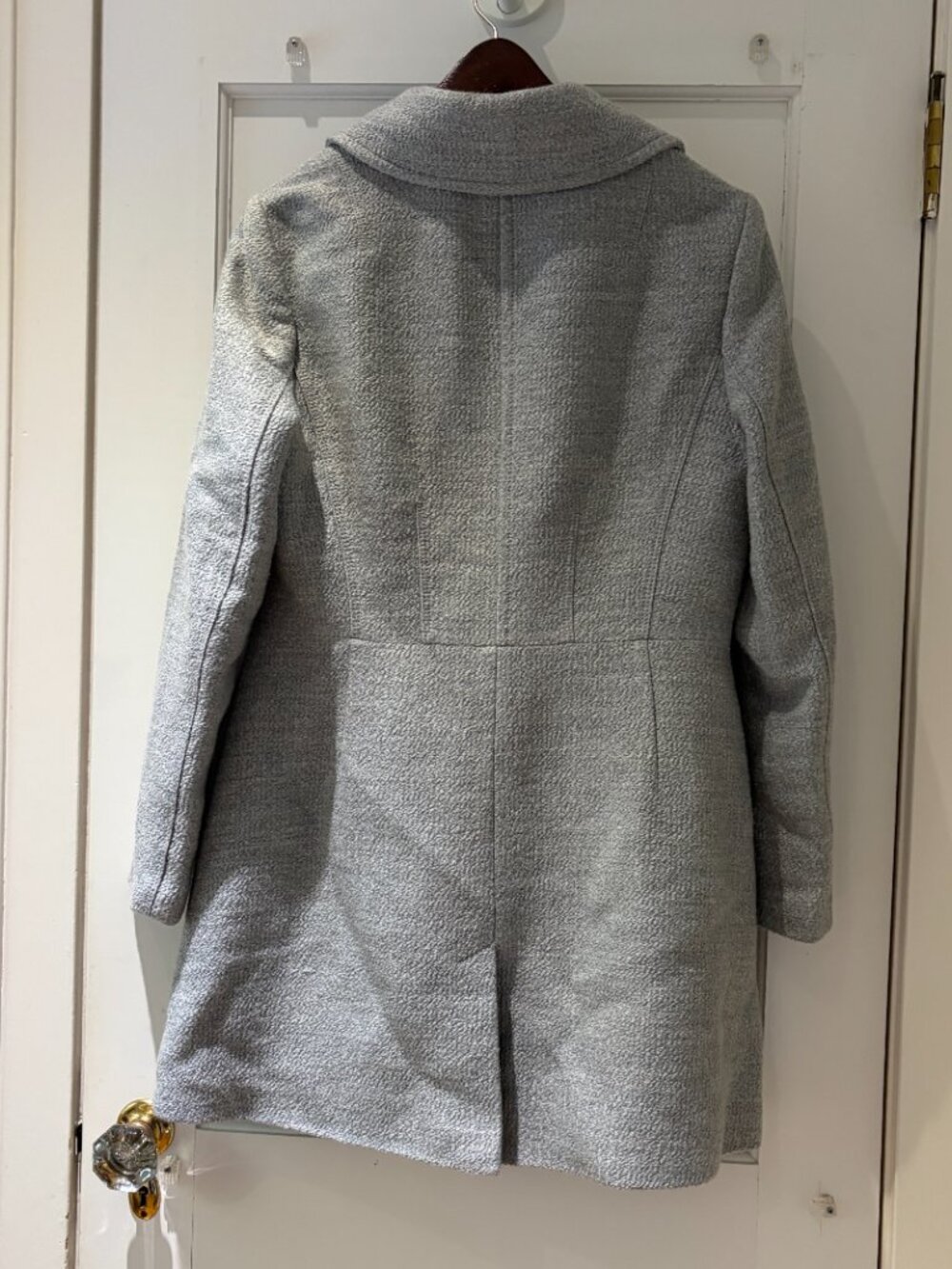 Banana Republic mid-length textured wool-blend coat Heather Gray Size 10P - Picture 10 of 13